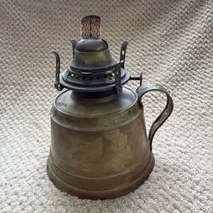 Antique Brass Oil Lamp Burner E. Miller & Co “Venus” USA Connecticut Finger Loop